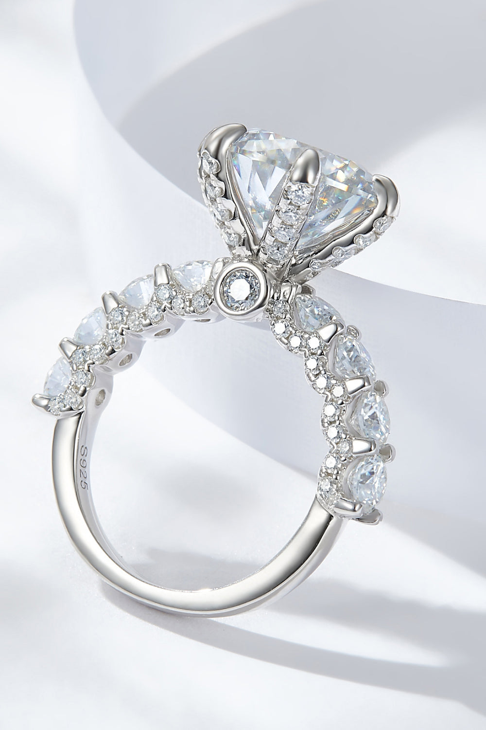 Moissanite 3-Carat Platinum-Plated Side Stone Ring