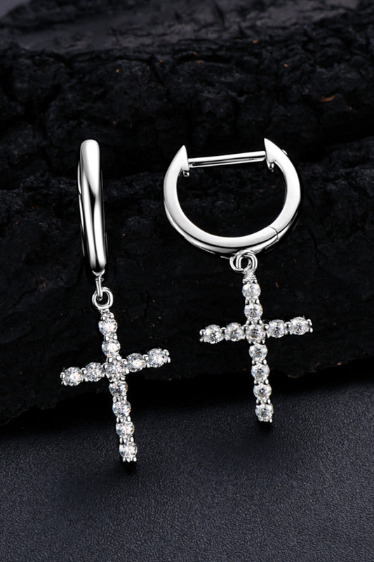 Sterling Silver 925 Moissanite Cross Earrings