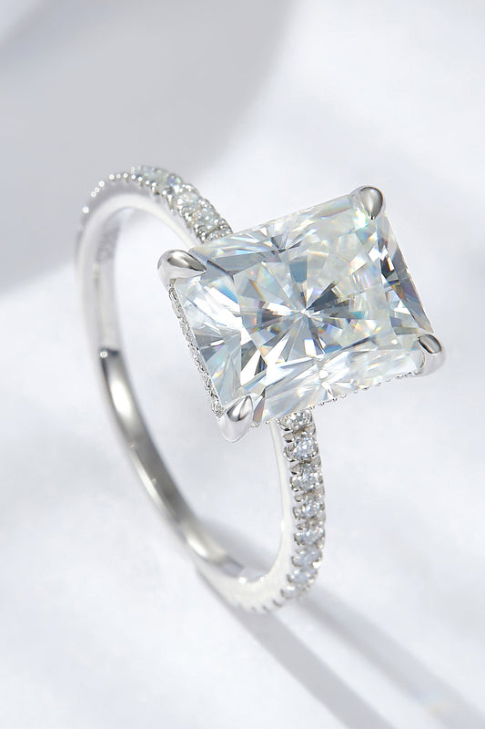 Moissanite 4 Carat 4-Prong Side Stone Ring